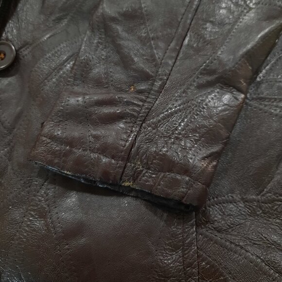 Vtg 90s structured brown leather jacket - Tudor Court brand - Picture 14 of 15